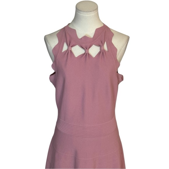 TED BAKER London‎ Dusty Rose Skater Cherina Bow Stretch Knit Dress size 3 8 10 M - Picture 4 of 7